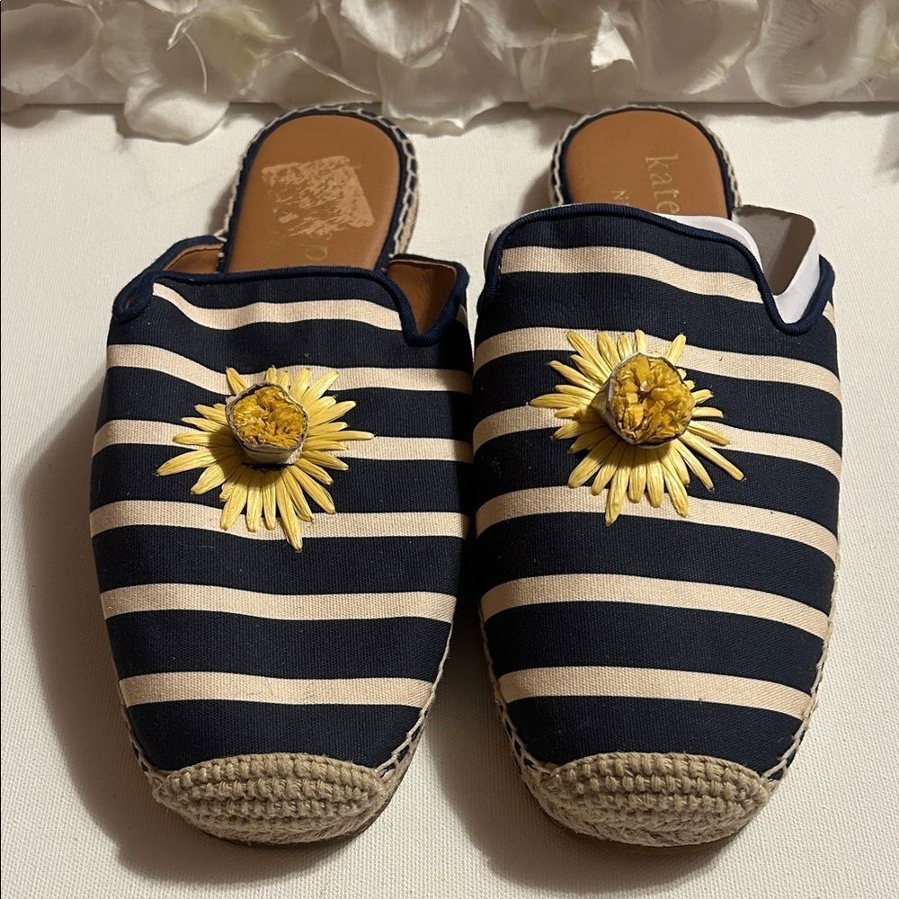 Kate Spade Navy and Cream Striped Mules